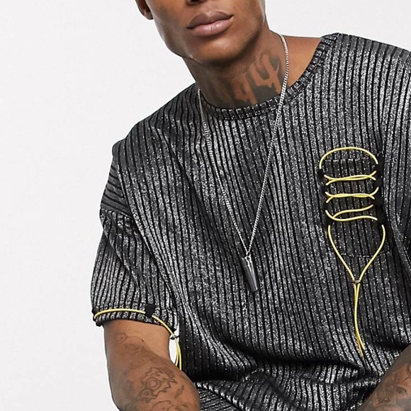 Diamond & black lace shirt and pants 2 pieces. - Picture 2 of 3